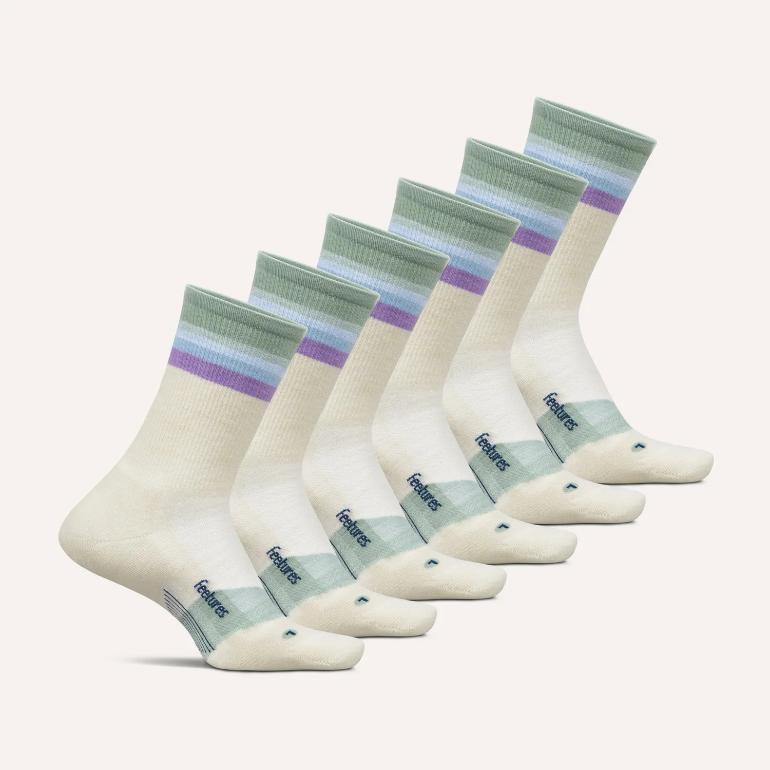 Feetures Merino 10 Max Cushion Mini Crew sokker 6-pack merinoull