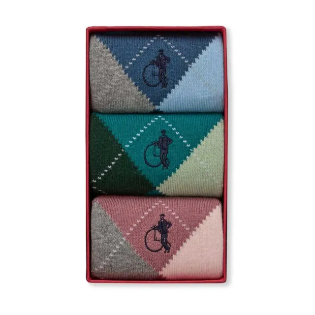London Sock Company Highland Hues halvhøye sokker 3-pak mønster