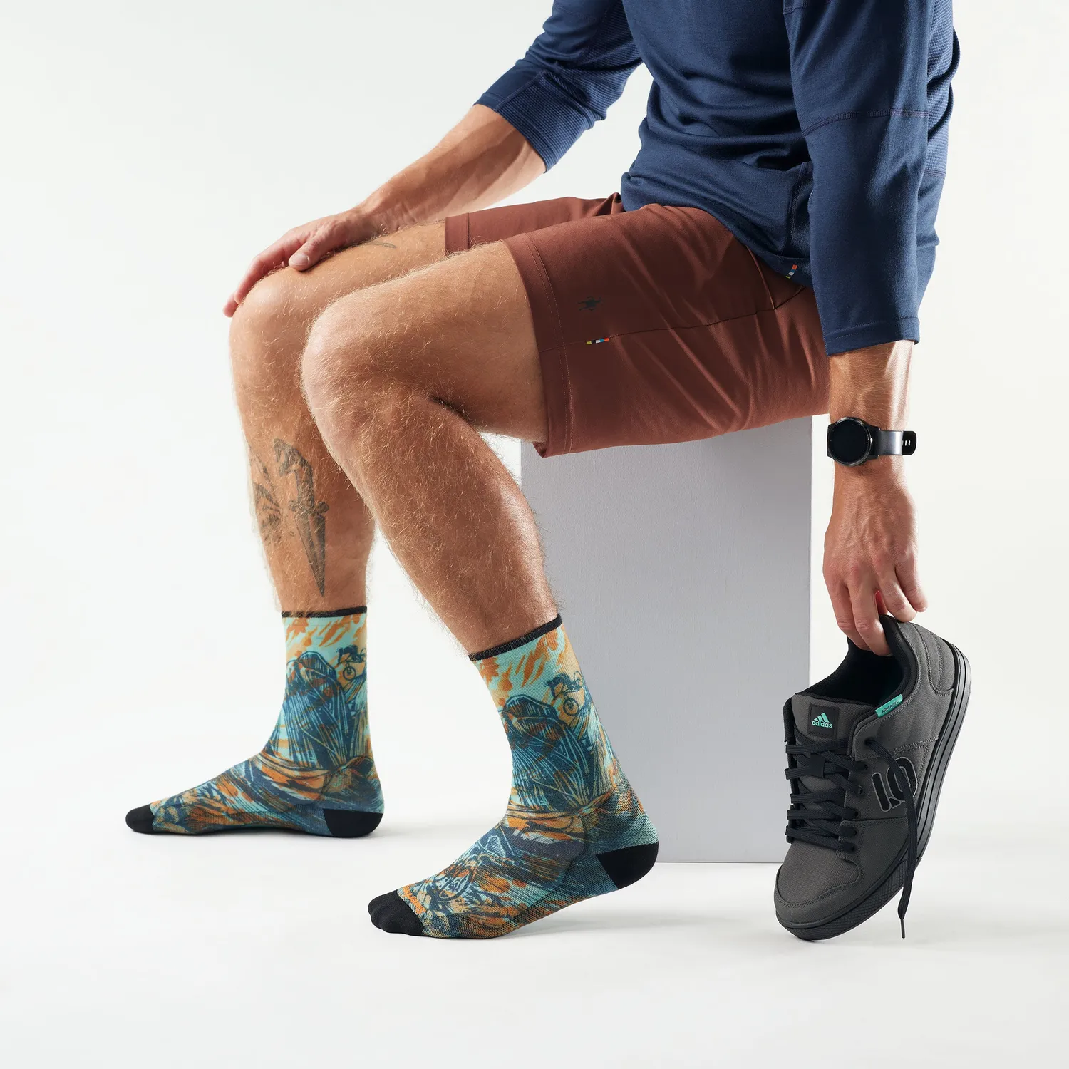Smartwool Bike Rugged Ride Print Crew sokker capri
