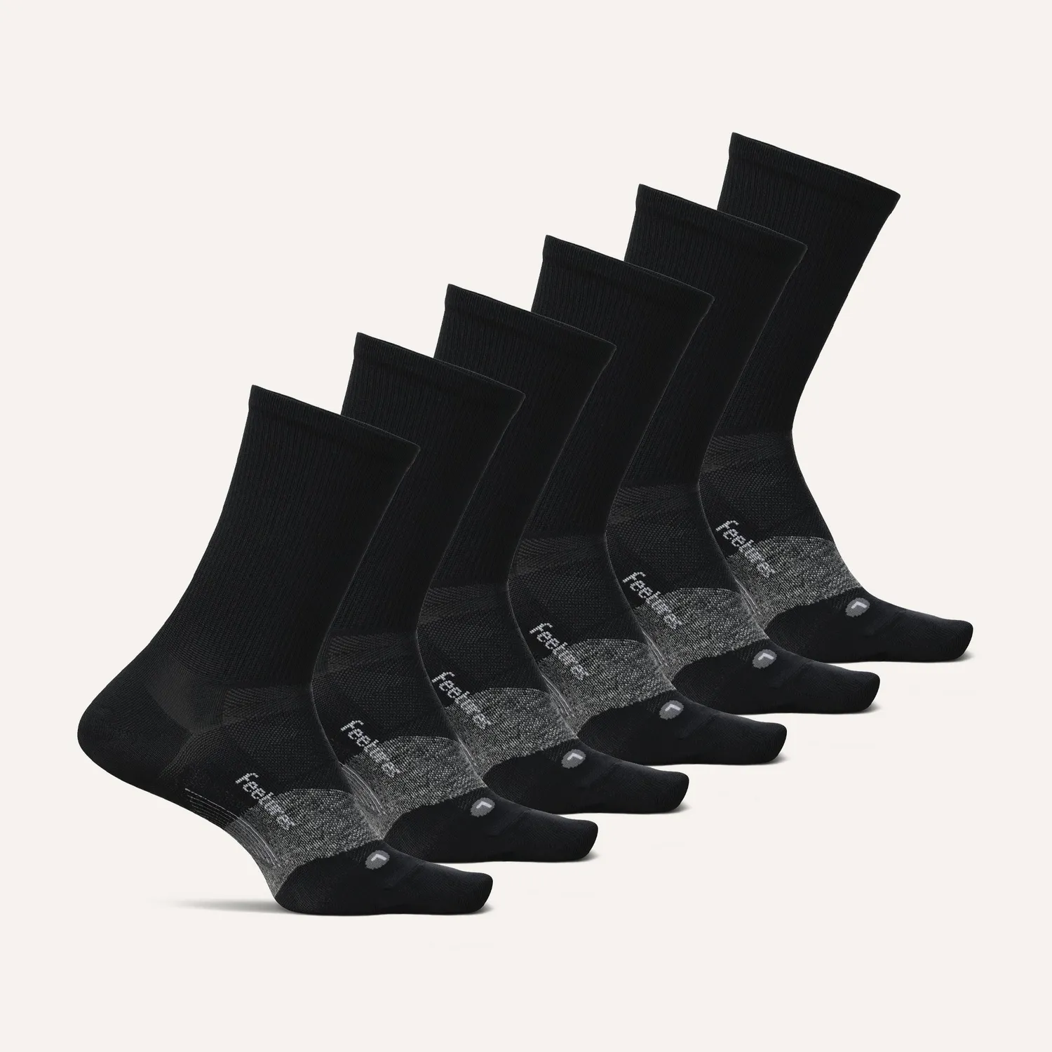 Feetures Elite Ultra Light Mini Crew sokker 6-pk White Mix tynn