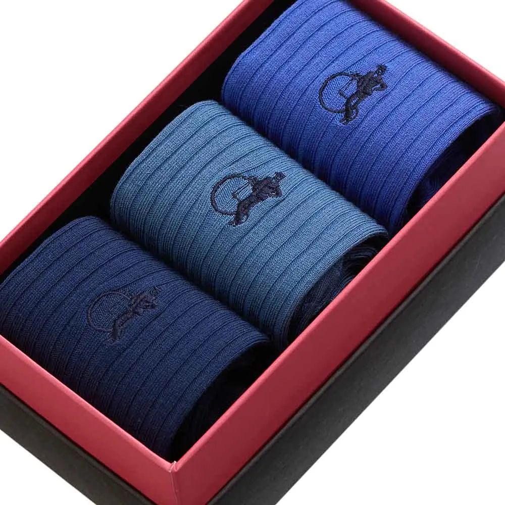 London Sock Company The Midnight sokker 3-pack blå lisle-bomull