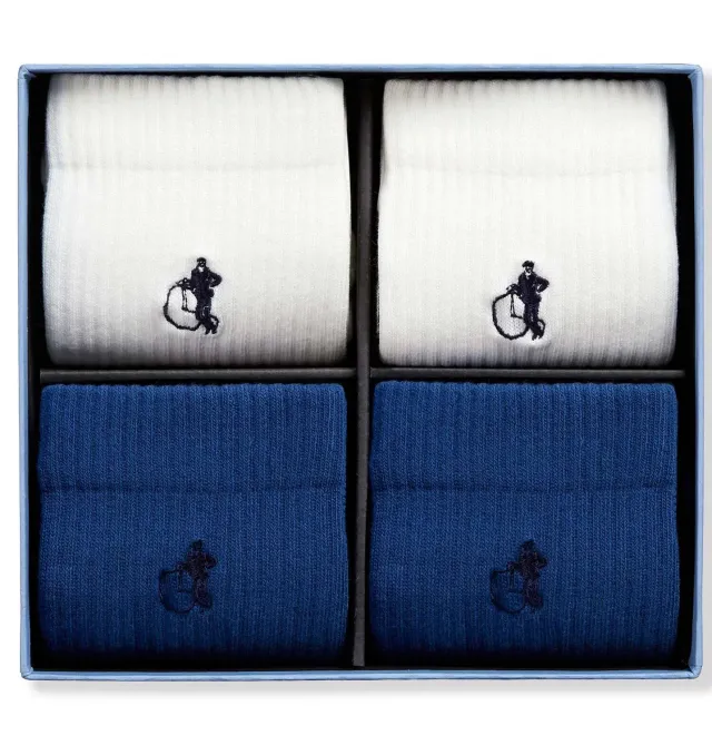 London Sock Company Simply Active Crew sokker 4-pak hvit marine
