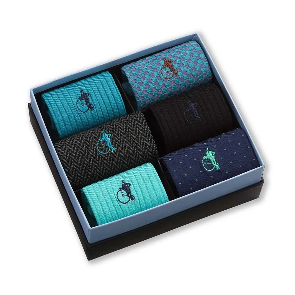 London Sock Company Dash of Class Ocean sokker 6 par blå