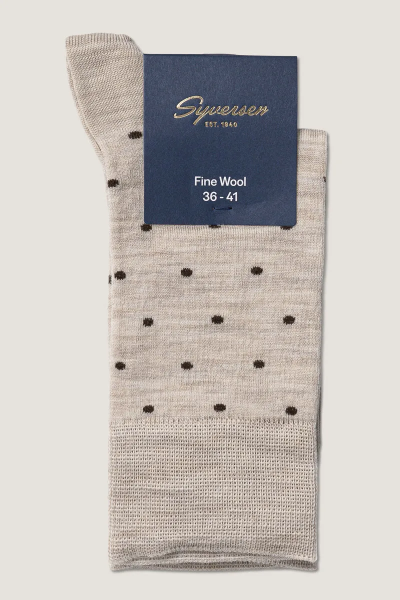 Note By Syversen Fine Wool Dots sokker beige/brun ull