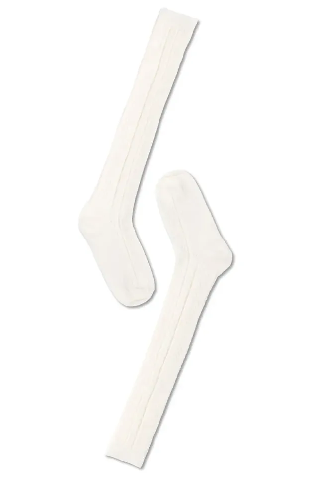 Note By Syversen Wool Cable Over Knee knestrømper offwhite ull
