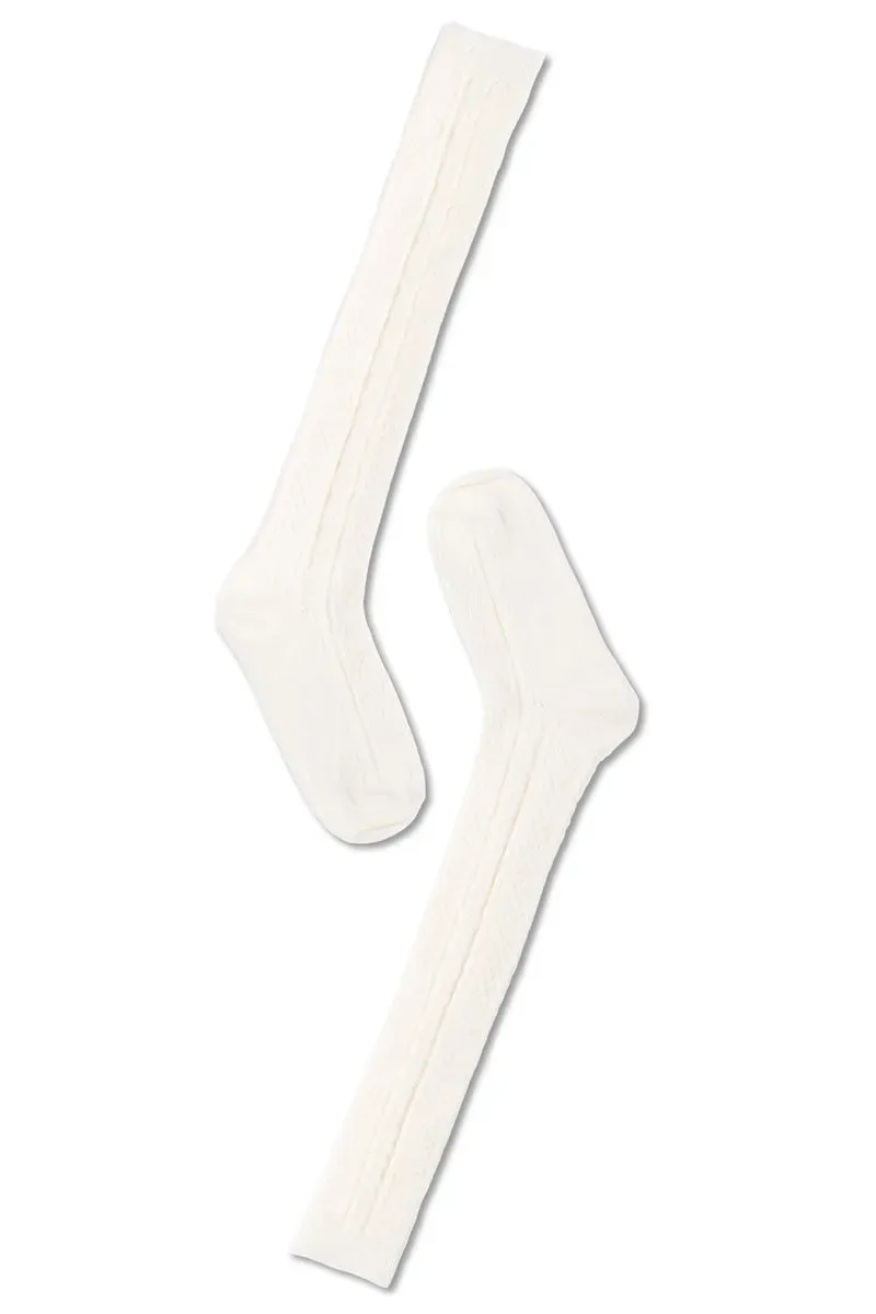 Note By Syversen Wool Cable Over Knee knestrømper offwhite ull