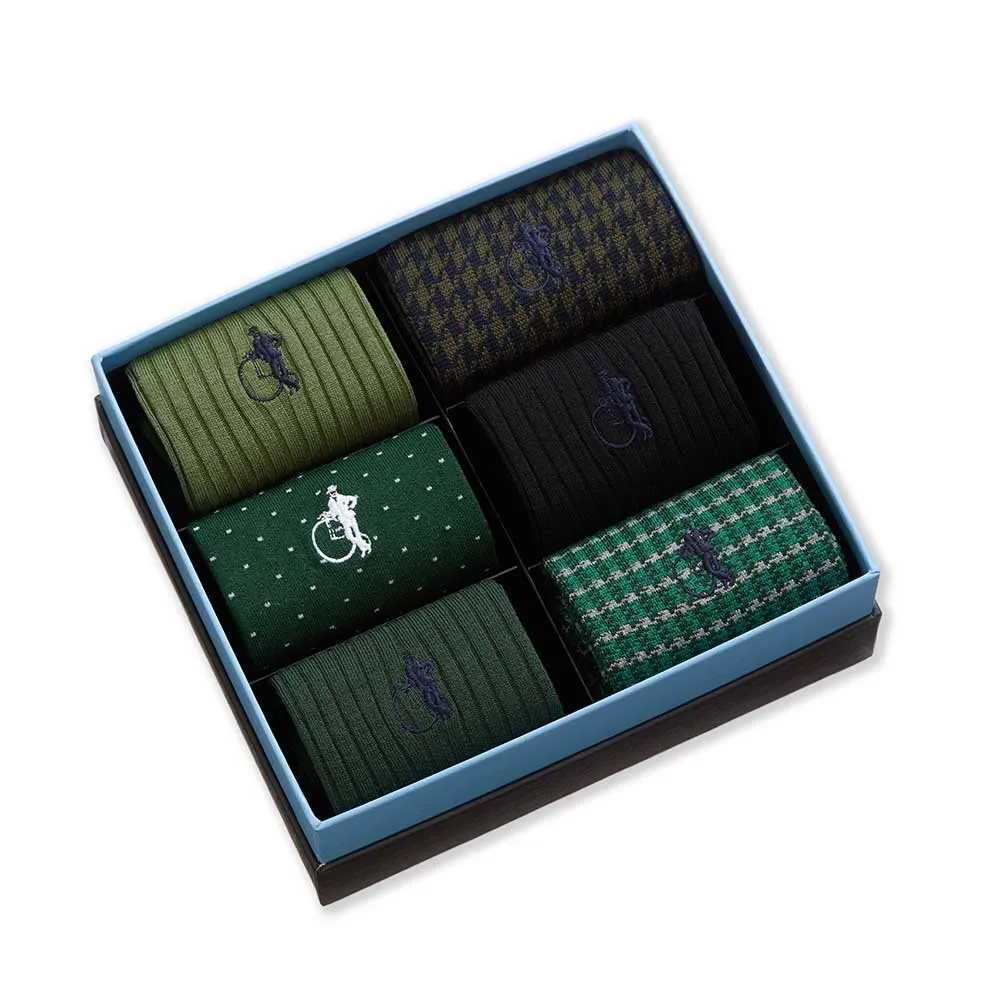London Sock Company Dash of Class Olive sokker oliven 6-par