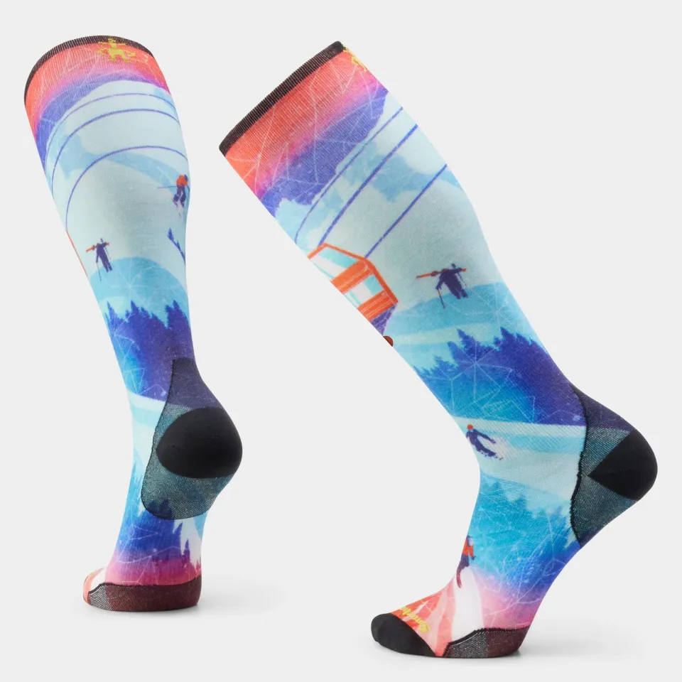 Smartwool Ski Day Print skisokker laguna blue merinoull