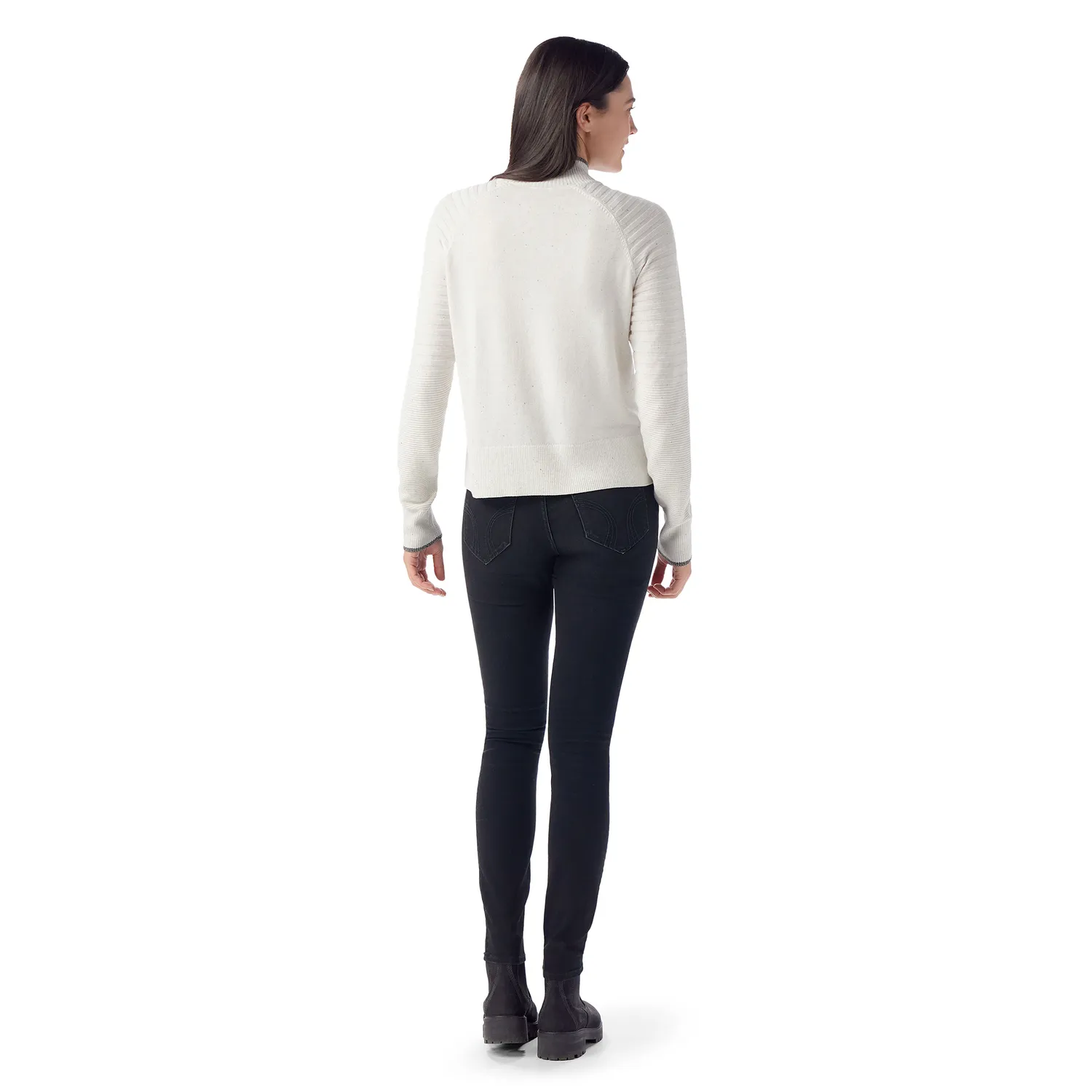 Smartwool Edgewood Mock Neck genser dame natur melert lett