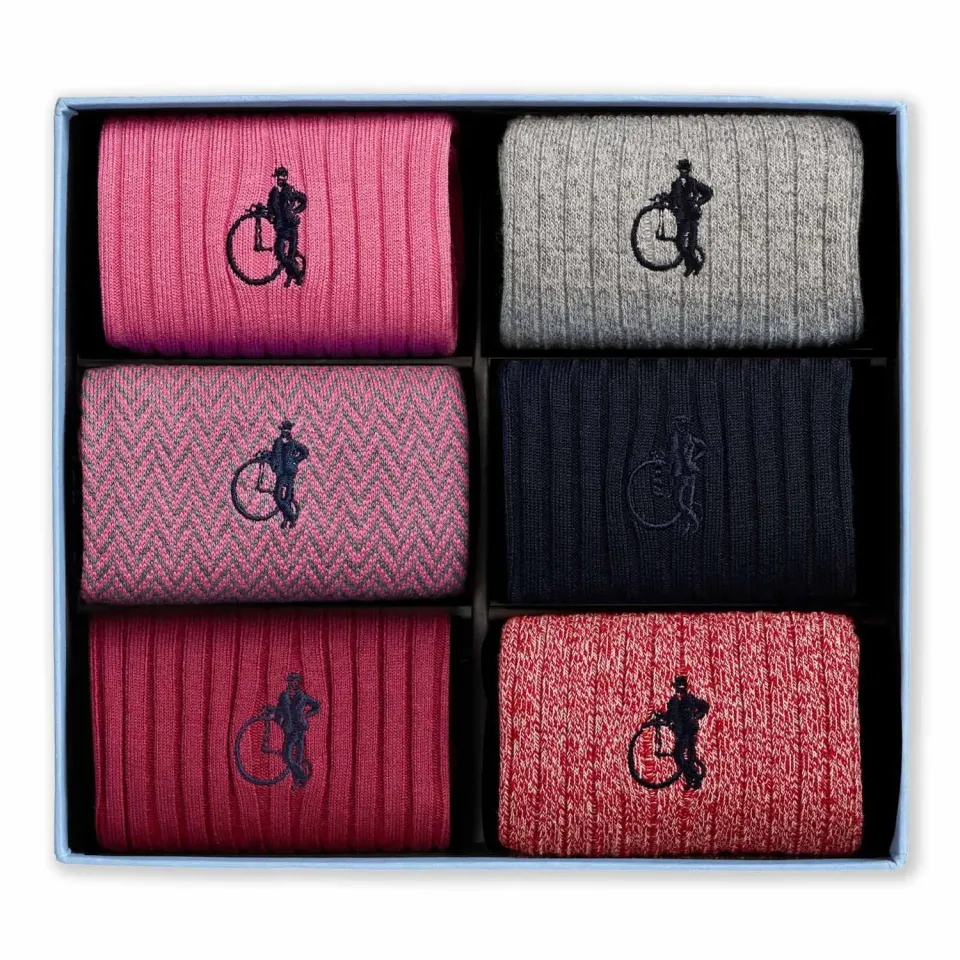 London Sock Company Dash of Class Pink sokker 6-pak rosa