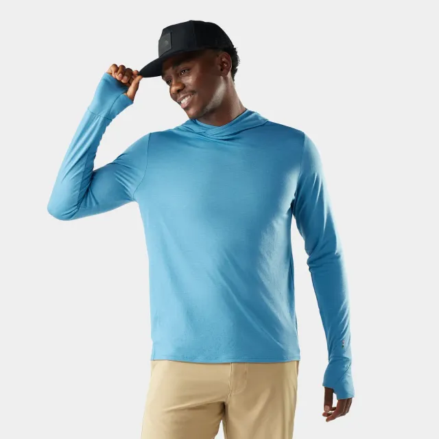 Smartwool Merino Sun hettegenser Mineral Blue UPF40+