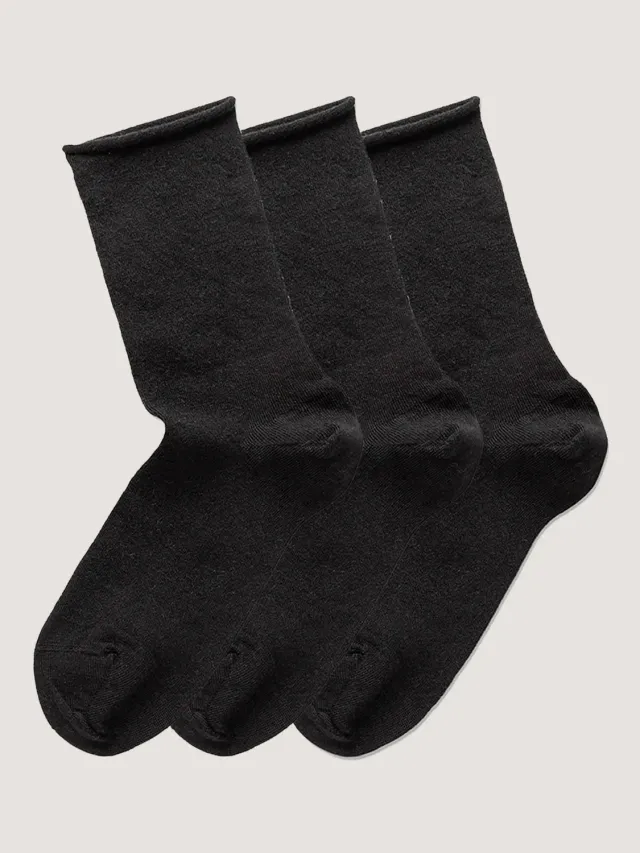 Note By Syversen 3pk Wool Roll Top sokker svart 36-41 ull