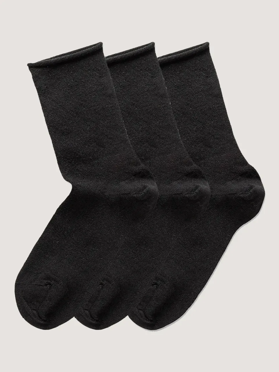 Note By Syversen 3pk Wool Roll Top sokker svart 36-41 ull
