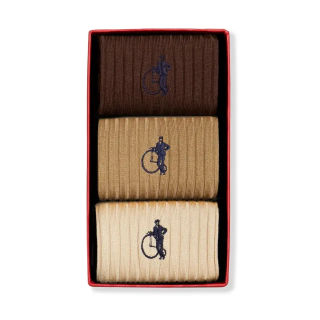 London Sock Company Coffee Break sokker 3 par brun bomull