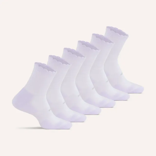 Feetures High Performance Max Cushion Quarter Tall Scallop sokker 6-pack lilla