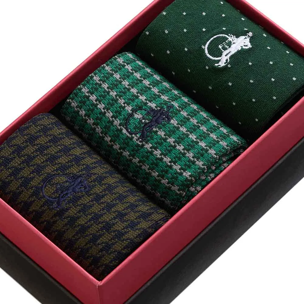 London Sock Company Classic Greens sokker 3-pakning grønn
