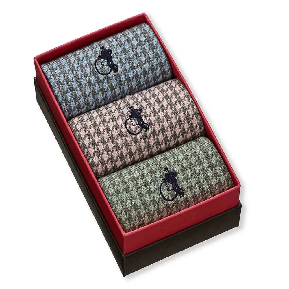 London Sock Company Houndstooth Pastels sokker 3-pack pastell