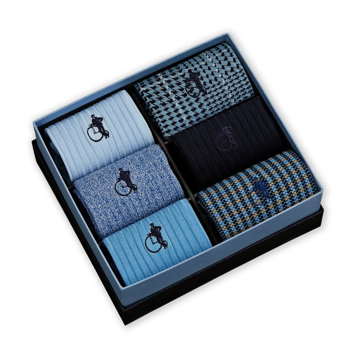 London Sock Company Dash of Class Denim sokker 6-pak blå