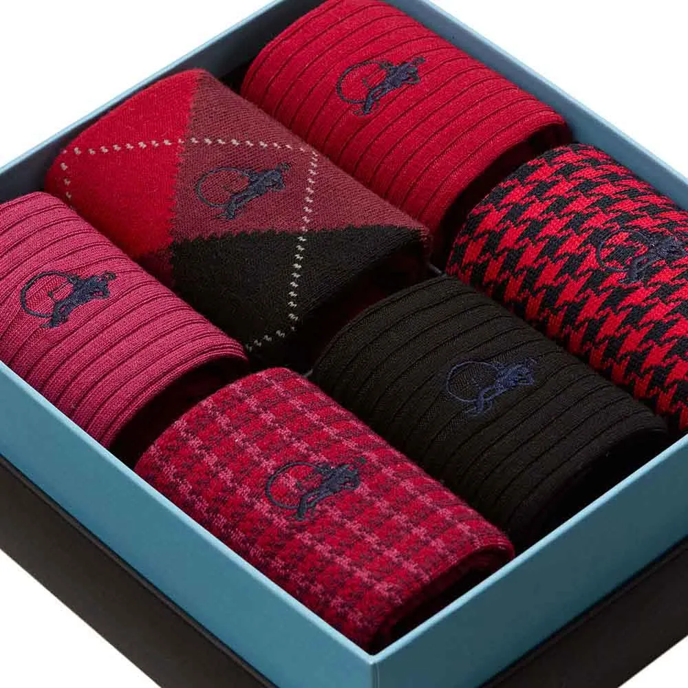 London Sock Company Dash of Class Ruby sokker 6-pak rød