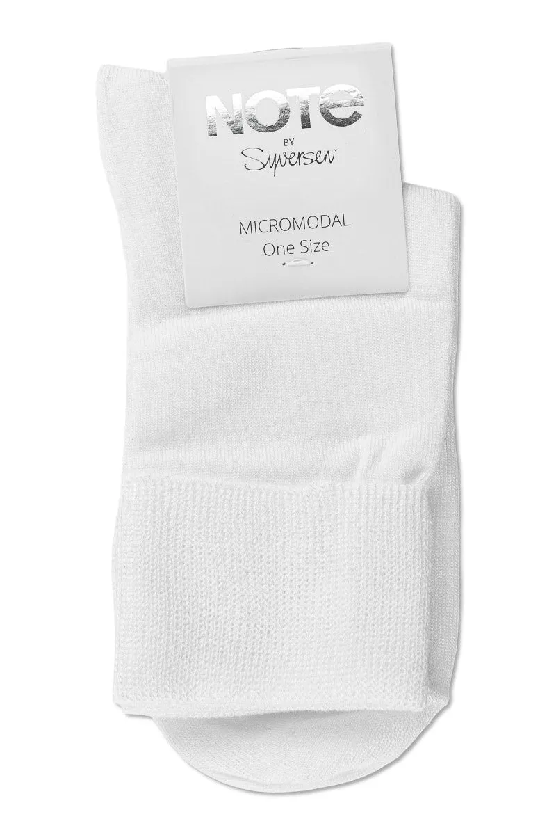 Note By Syversen Micromodal Cuff sokker hvit tynne