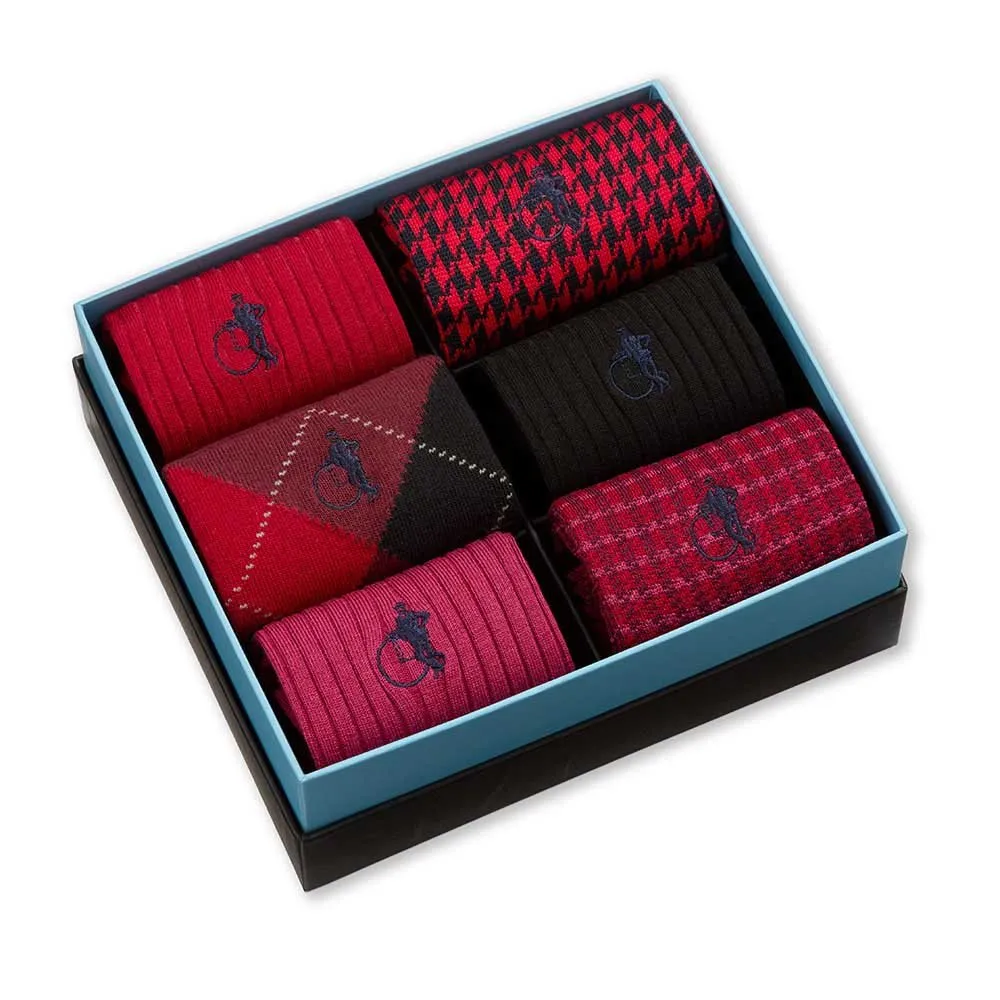 London Sock Company Dash of Class Ruby sokker 6-pak rød