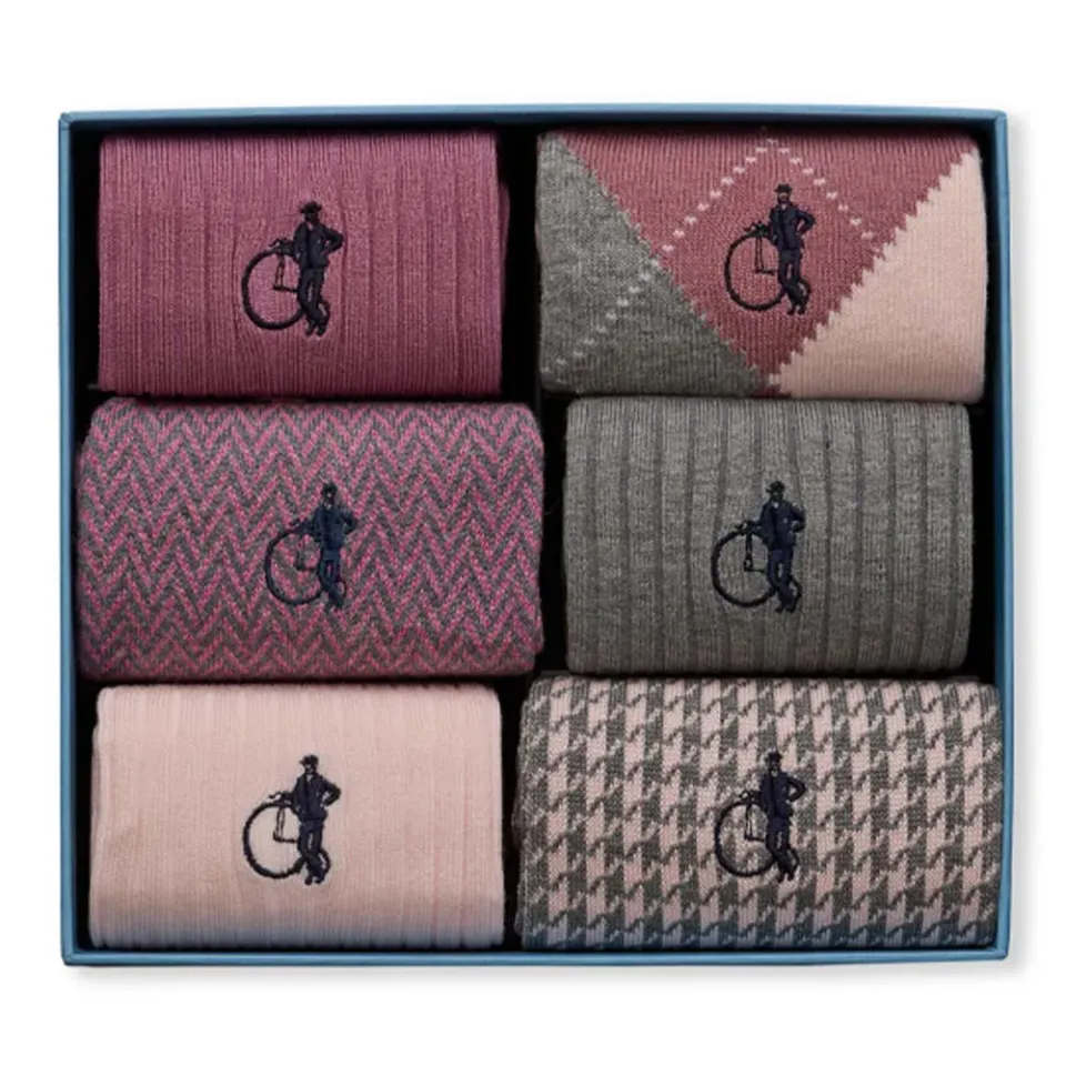 London Sock Company Dash of Class Stone Rose sokker 6-pack