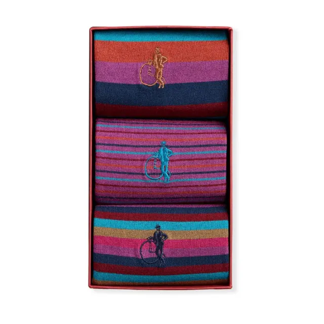 London Sock Company Sunset Stripes sokker 3-pak stripet