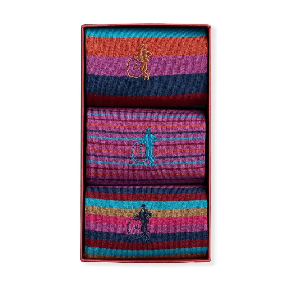 London Sock Company Sunset Stripes sokker 3-pak stripet