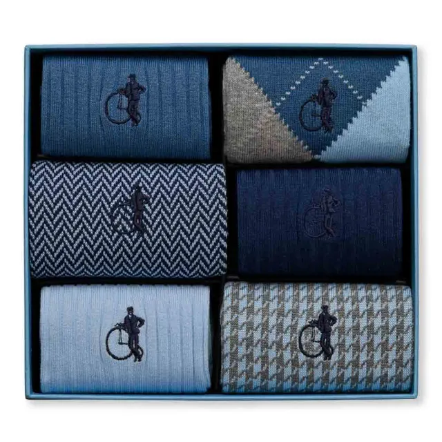 London Sock Company Dash of Class Dusk sokker 6-par blå