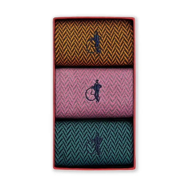 London Sock Company Bond St Herringbone II sokker 3-pack fiskebein
