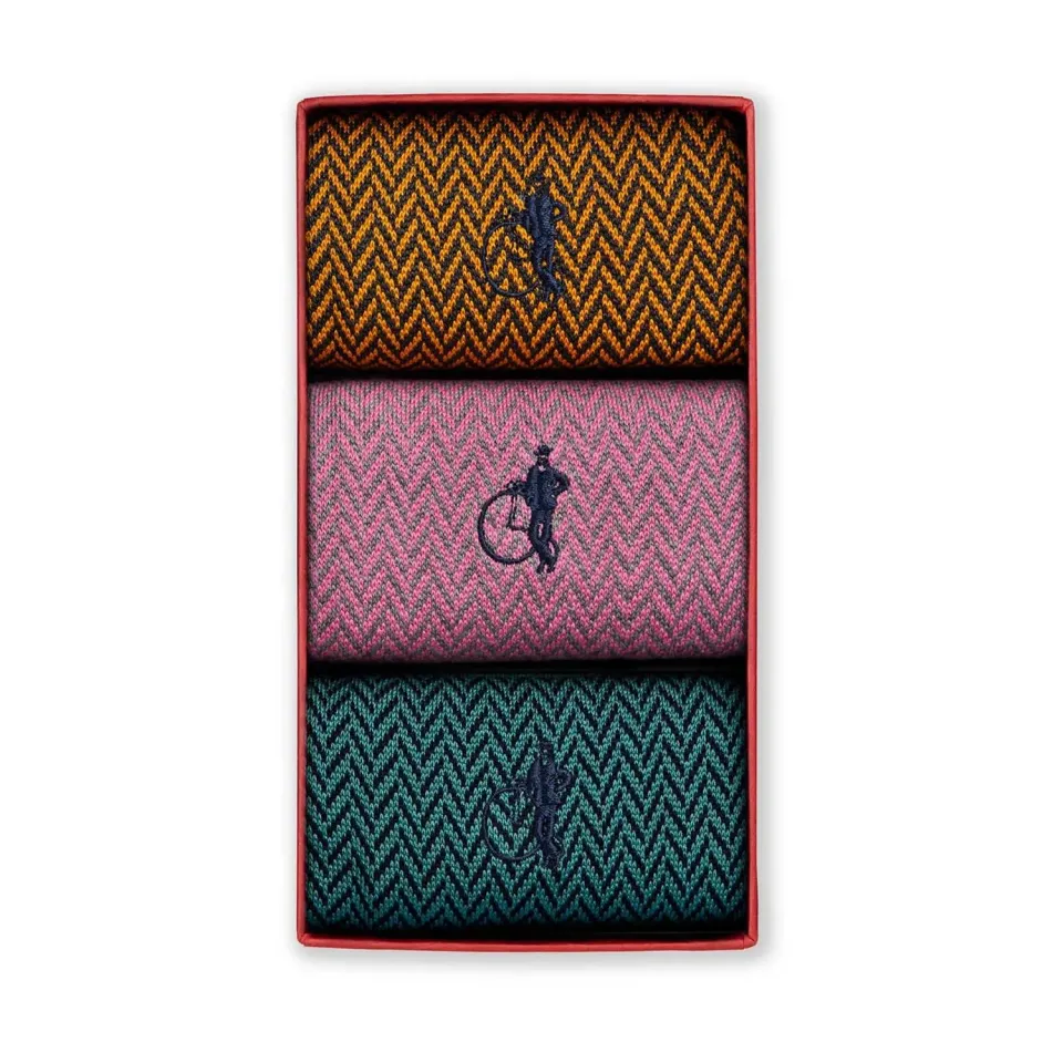 London Sock Company Bond St Herringbone II sokker 3-pack fiskebein