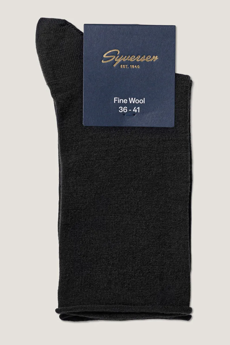 Note By Syversen Wool Roll Top sokker sort 36-41 ull