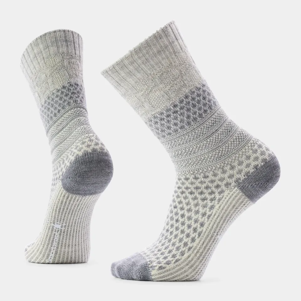 Smartwool Everyday Cozy Popcorn Cable Crew sokker lysegrå ull