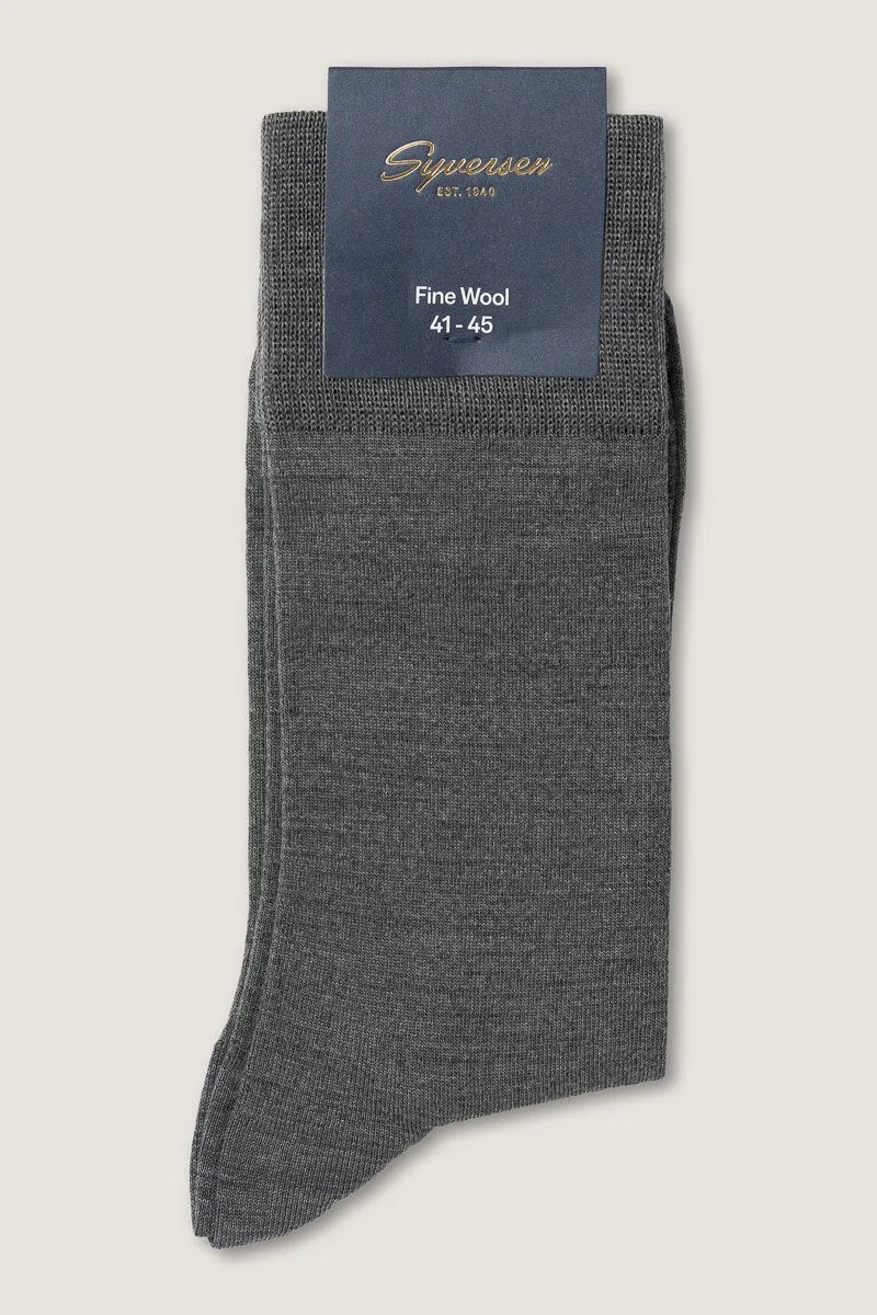 Note By Syversen Fine Wool Crew Sock ullsokk grå 41-45 tynn