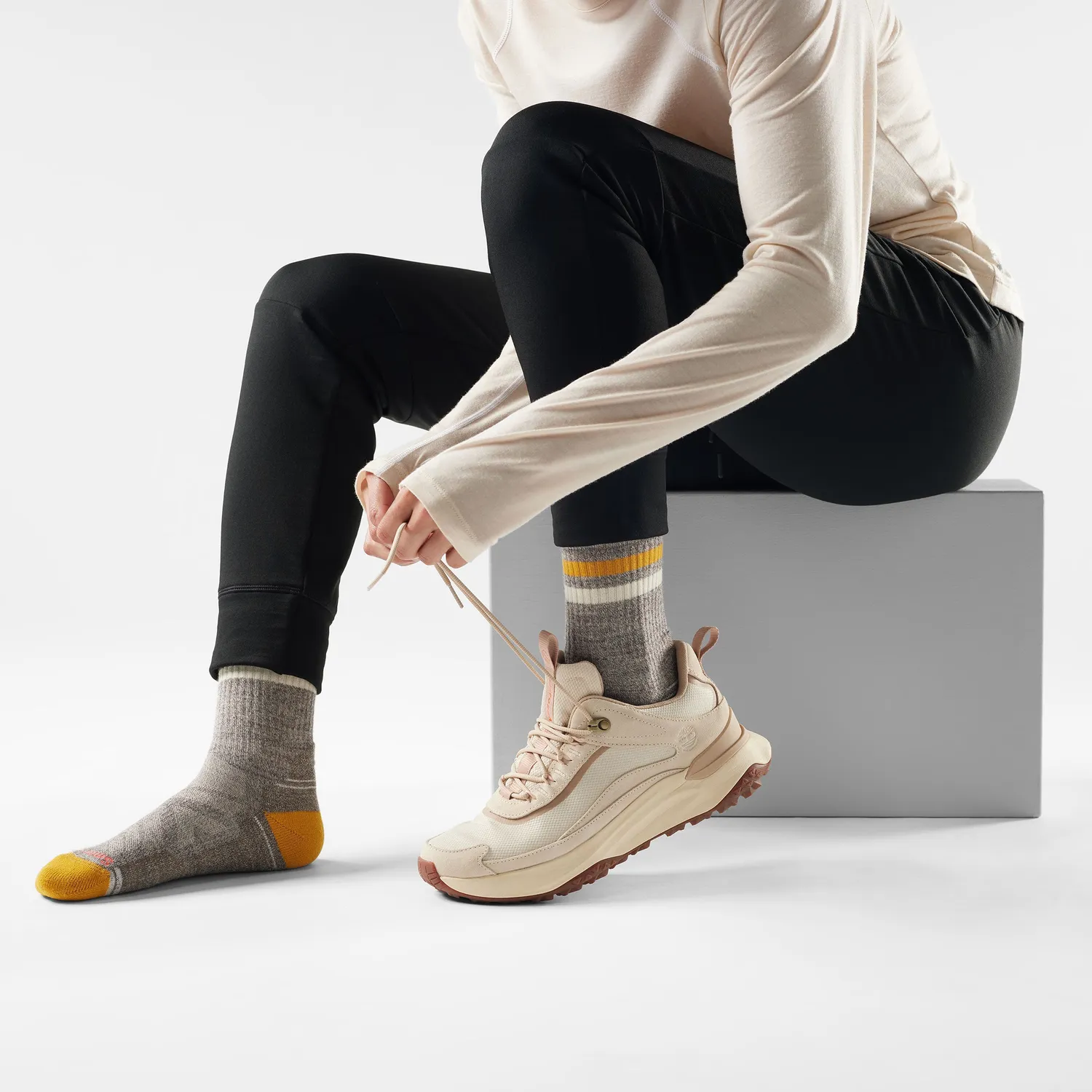 Smartwool Hike Tube Stripe Crew tursokker taupe 3 str