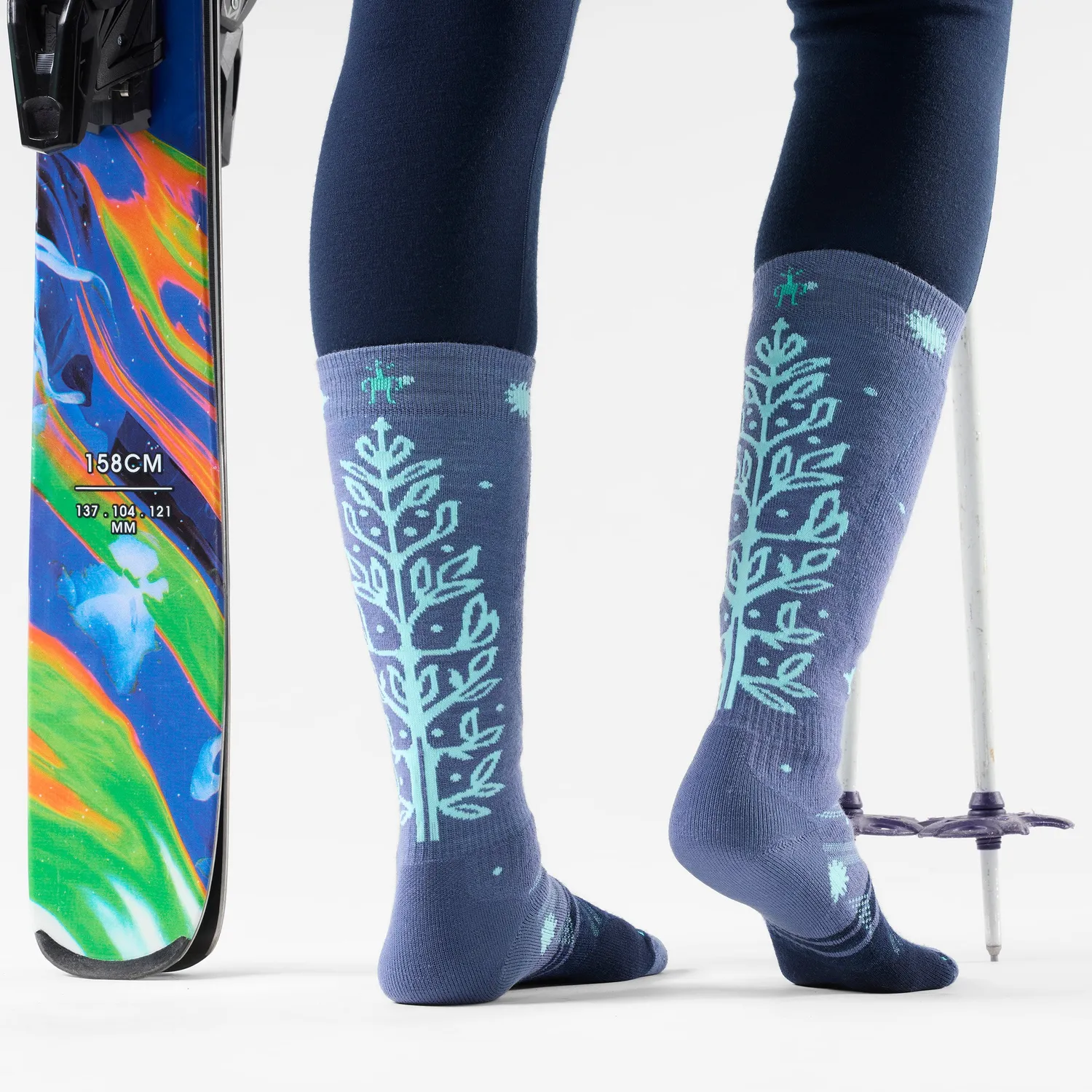 Smartwool Ski Ice Blossom OTC skisokker Nightfall Blue merinoull