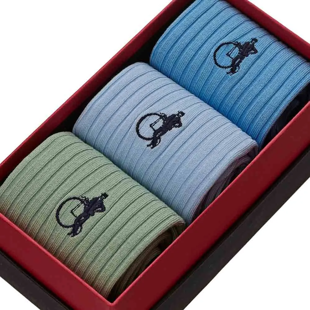London Sock Company The Riviera sokker 3-pack blå grønn