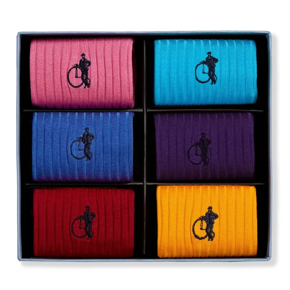 London Sock Company Simply Colourful herresokker 6-pakk bomull