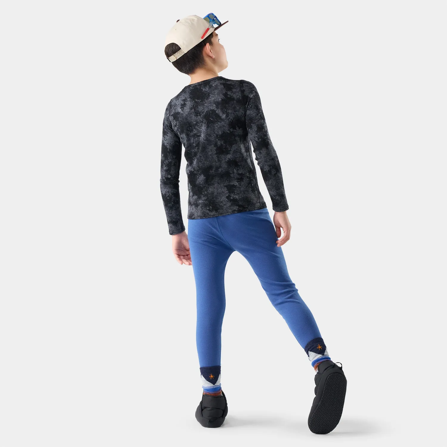 Smartwool Kids Classic Thermal Crew ulltrøye Black Tie Dye merino