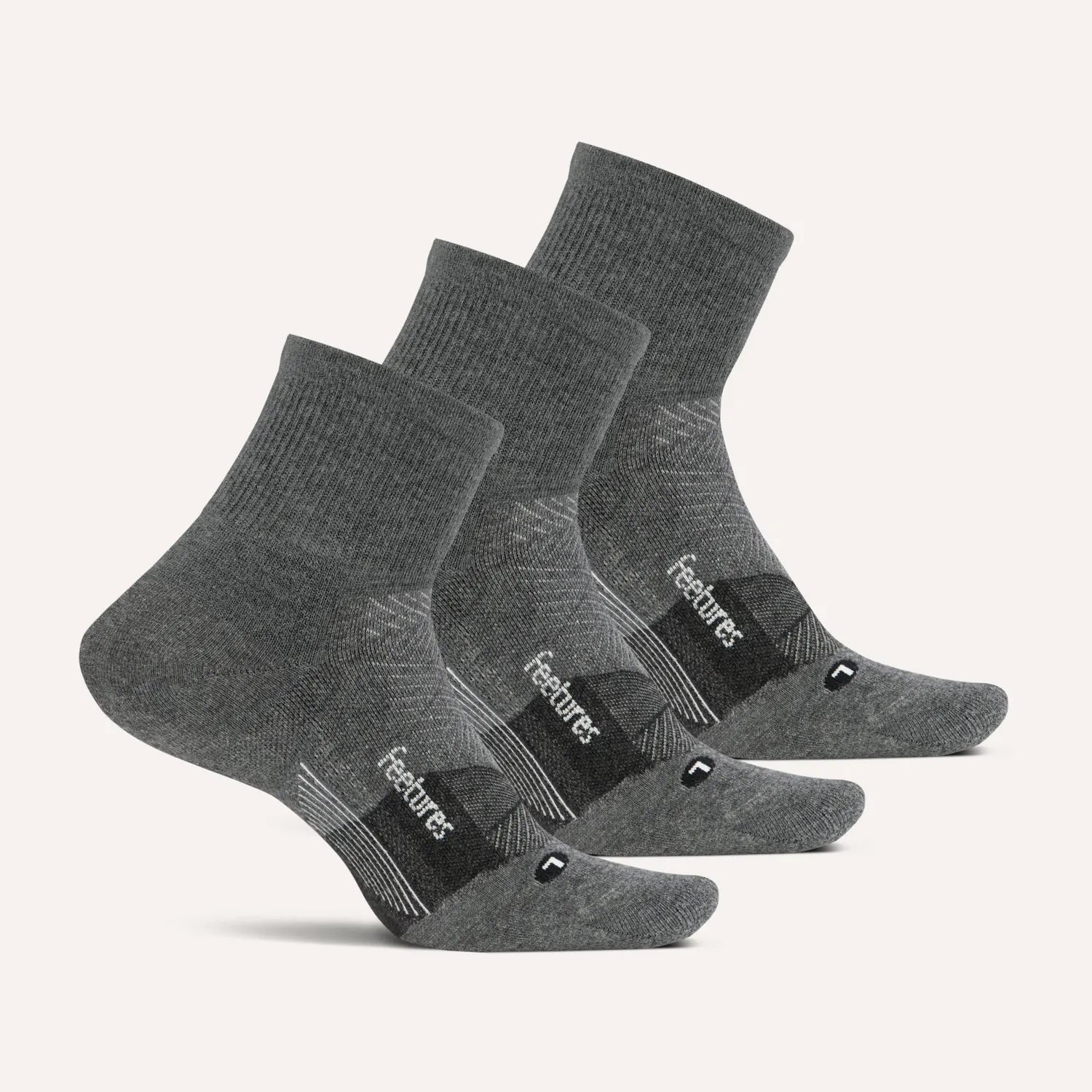 Feetures Merino 10 Max Cushion Quarter sokker 3-pk grå mix