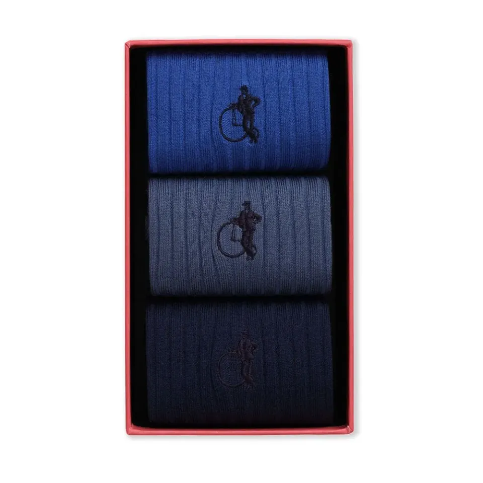 London Sock Company The Midnight sokker 3-pack blå lisle-bomull