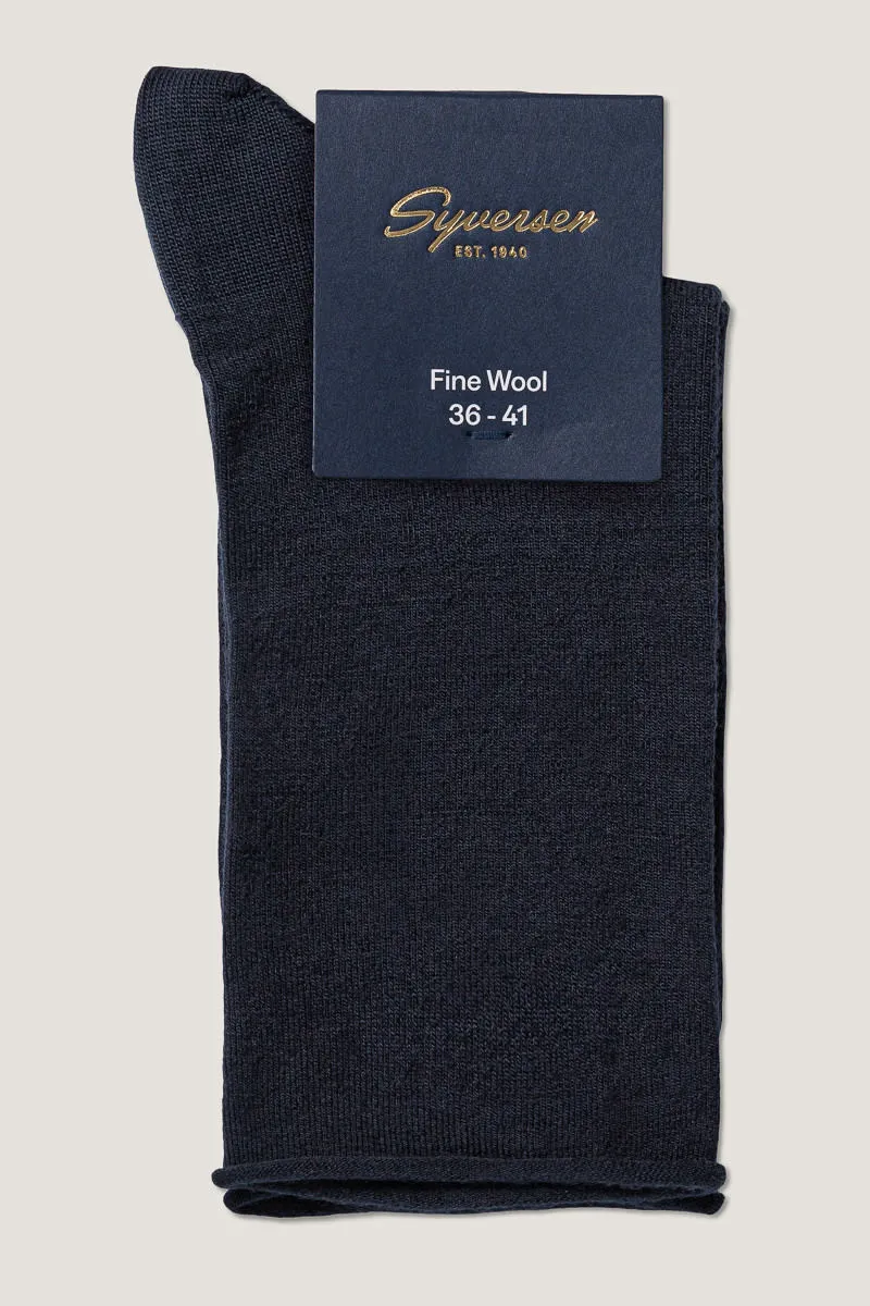 Note by Syversen Wool Roll Top ullsokk navy 36-41 rullekant