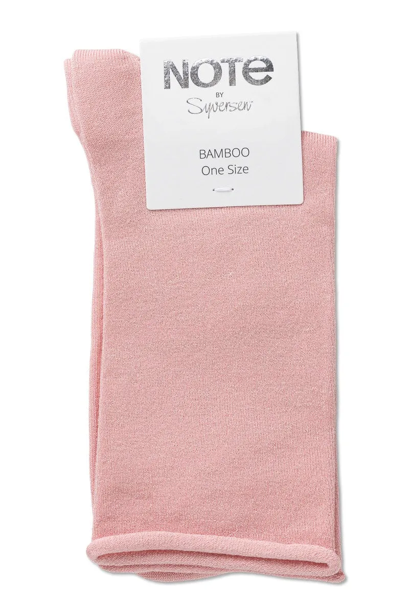 Note by Syversen Bamboo Roll Top crewsokker lys rosa bambus