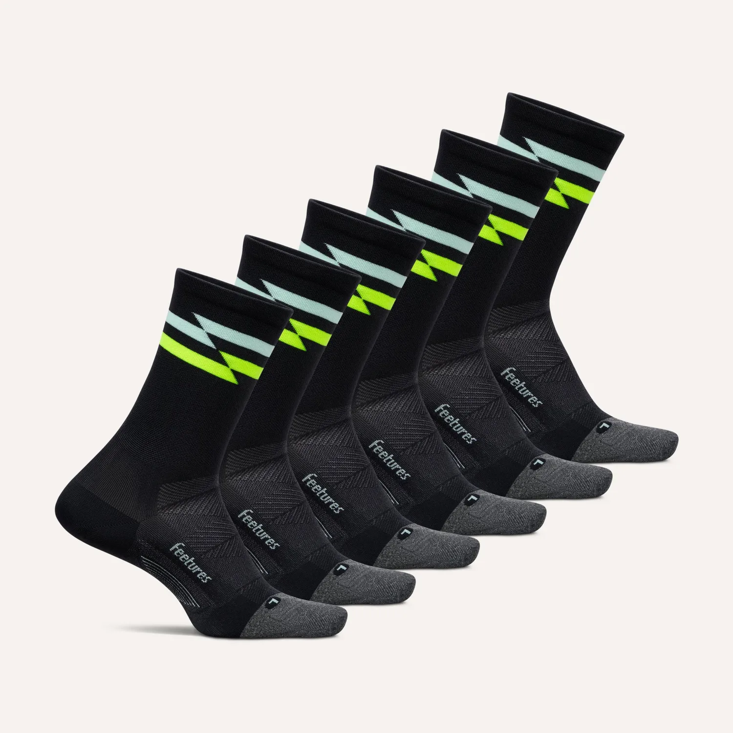 Feetures Elite Ultra Light Mini Crew sokker 6-pk White Mix tynn