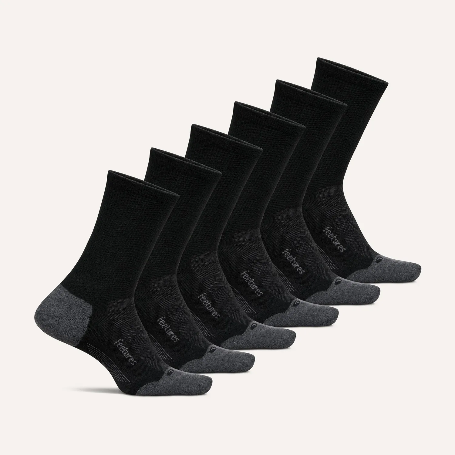Feetures Elite Max Cushion Mini Crew treningssokk White Mix 6-pk