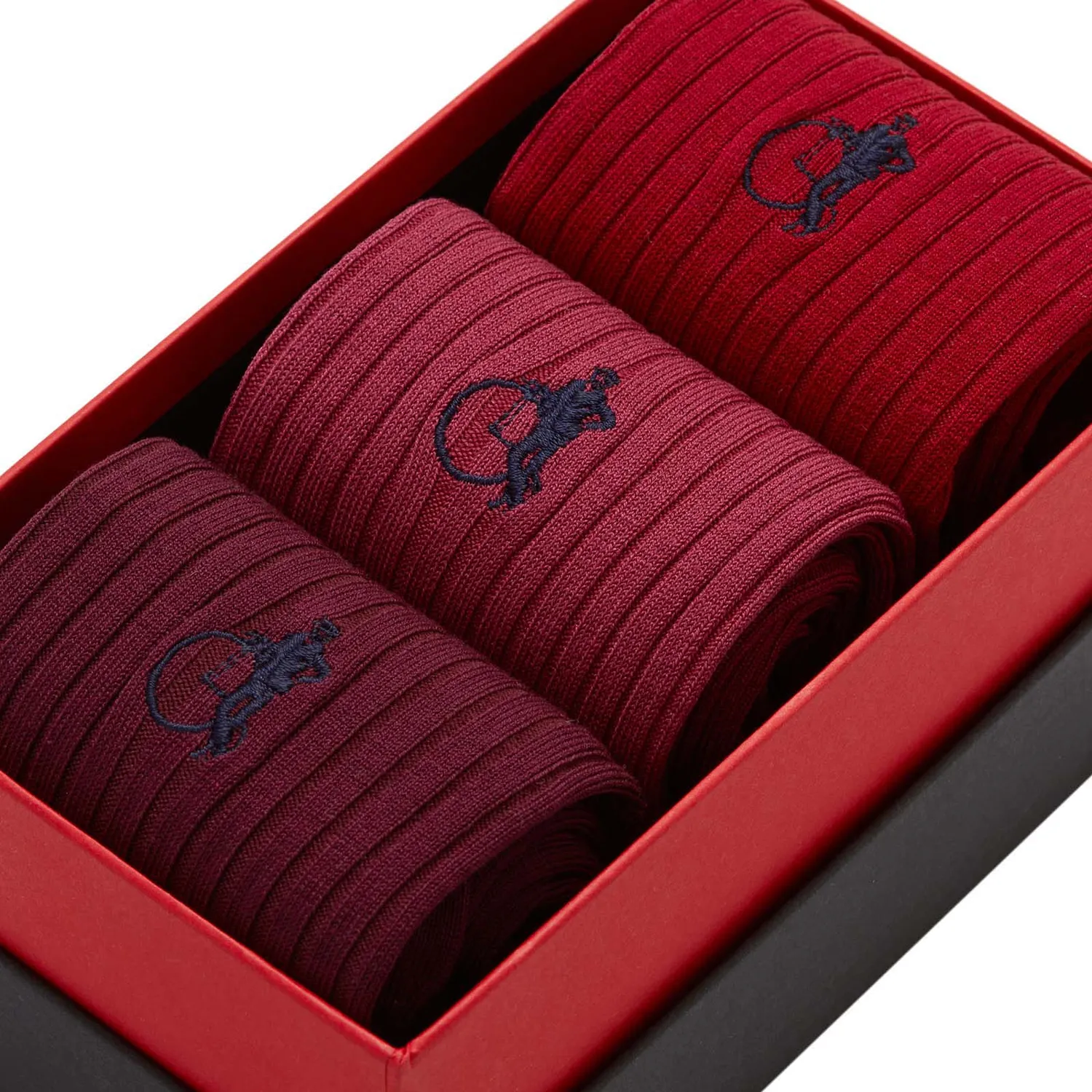 London Sock Company Rich Reds sokker 3-pak rød bomull