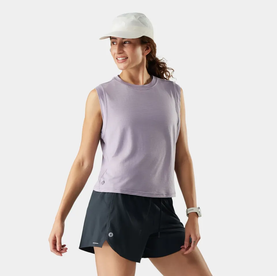 Smartwool Active Ultralite Crop treningstopp lilla S ull