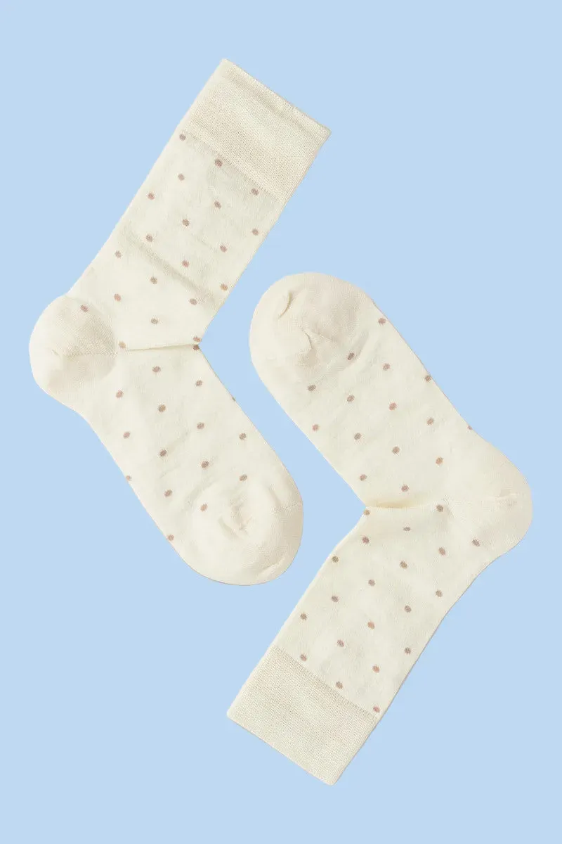 Note By Syversen Wool Dots ullsokker offwhite/beige prikkete
