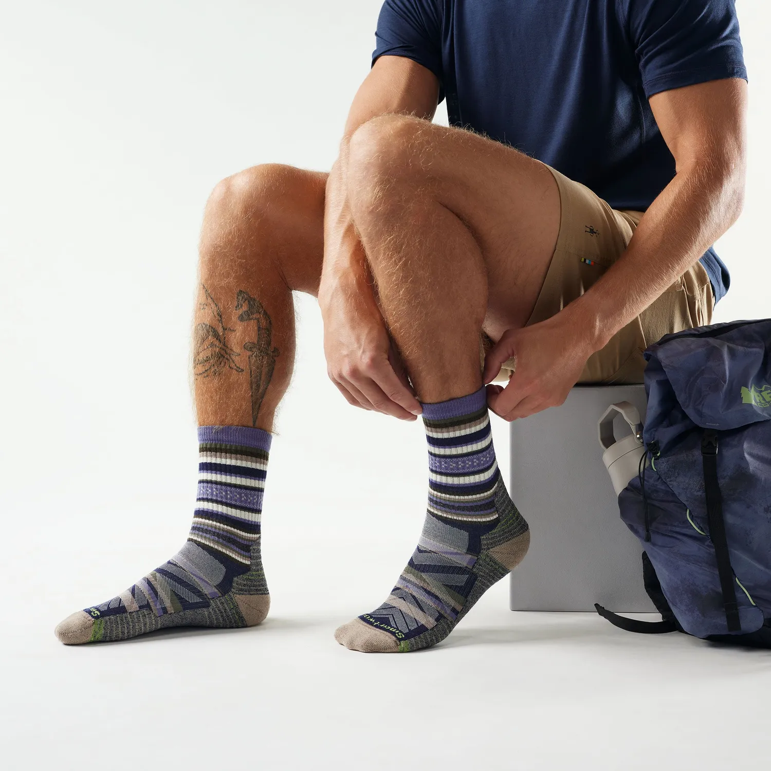 Smartwool Hike Panorama Crew tursokker Nightfall Blue lette