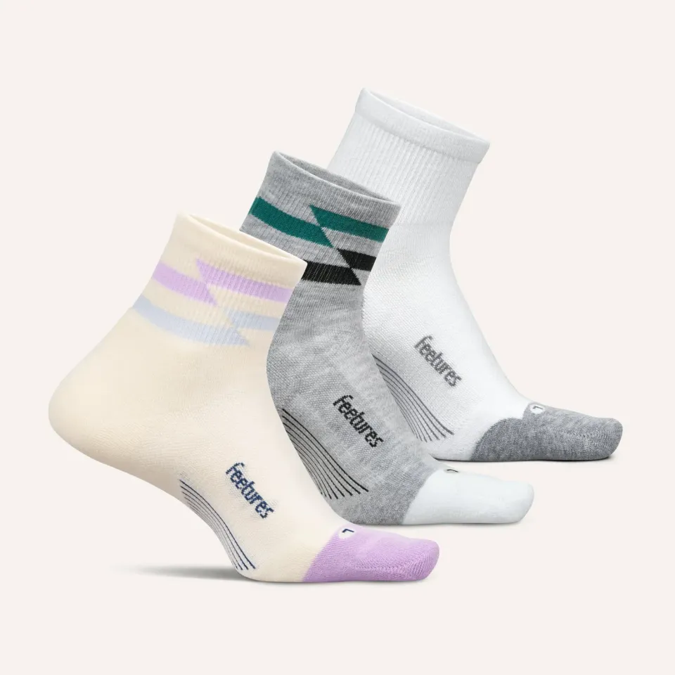 Feetures Elite Max Cushion Quarter sokker 3-pakk hvit miks tykk